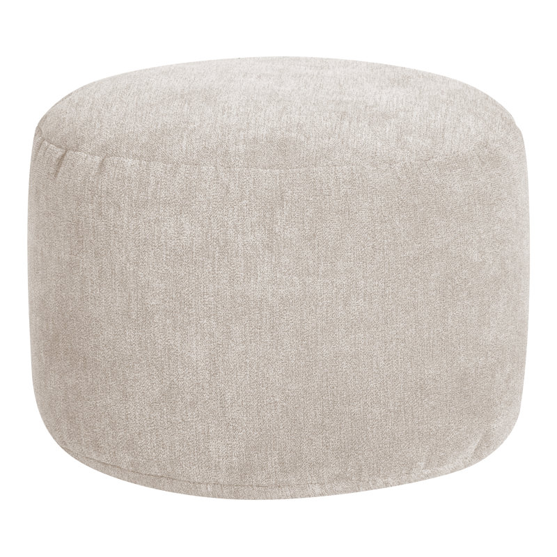 Dotcom Alfa 20" Wide Round Pouf Ottoman, Beige