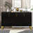 Modern Sideboard With Four Doors, Metal Handles & Legs And Adjustable Shelves Kitchen Cabinet-1979584321