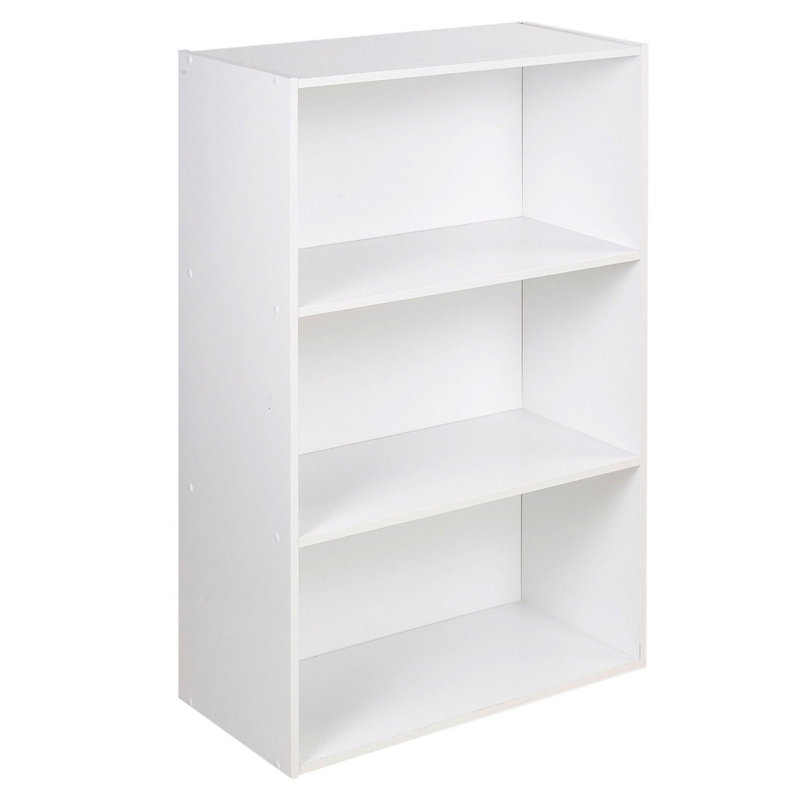 Yuliana 90cm H x 60cm W Wood Standard Bookcase, White, (3 Shelves) 34"H x 47"W x 13"D.