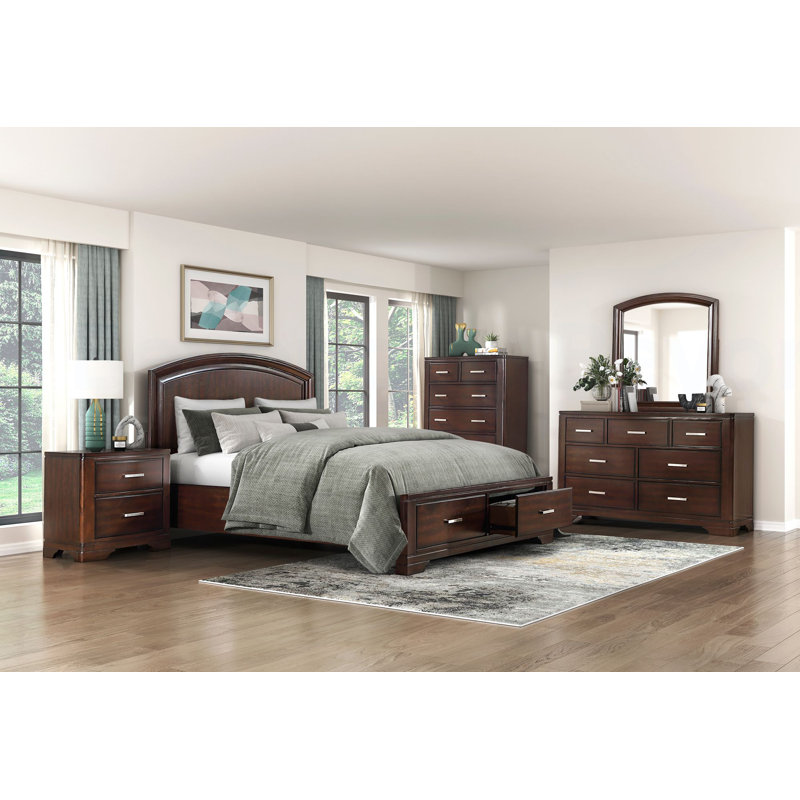 Table de chevet au fini cerisier avec deux tiroirs de rangement et meubles de chambre à coucher style transitionnel 1pc
