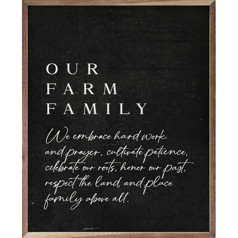 «Our Farm Family», art mural noir, H 40 po x l 32 po