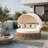Outdoor Patio Rattan Round Daybed With Retractable Canopy