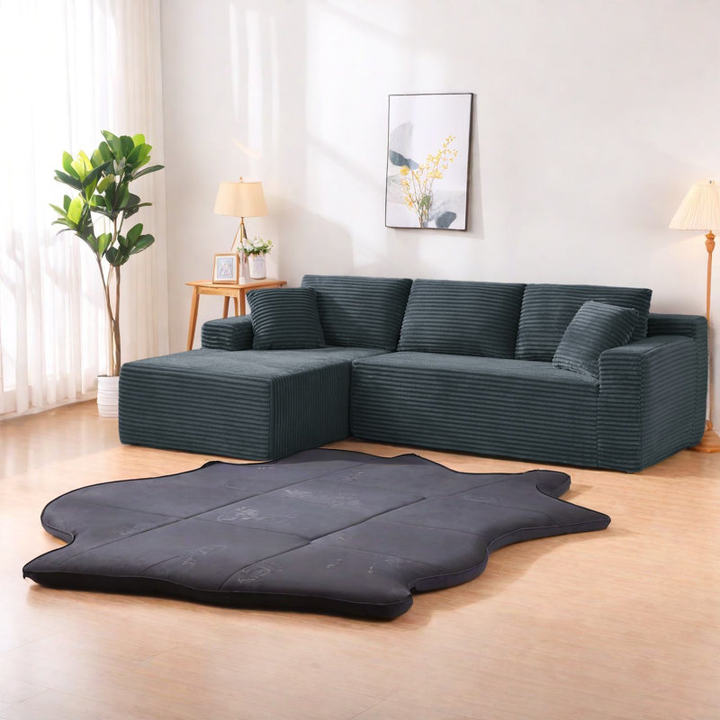 Canapé modulaire multifonctionnel en tissu velours côtelé, sans assemblage, pour le salon