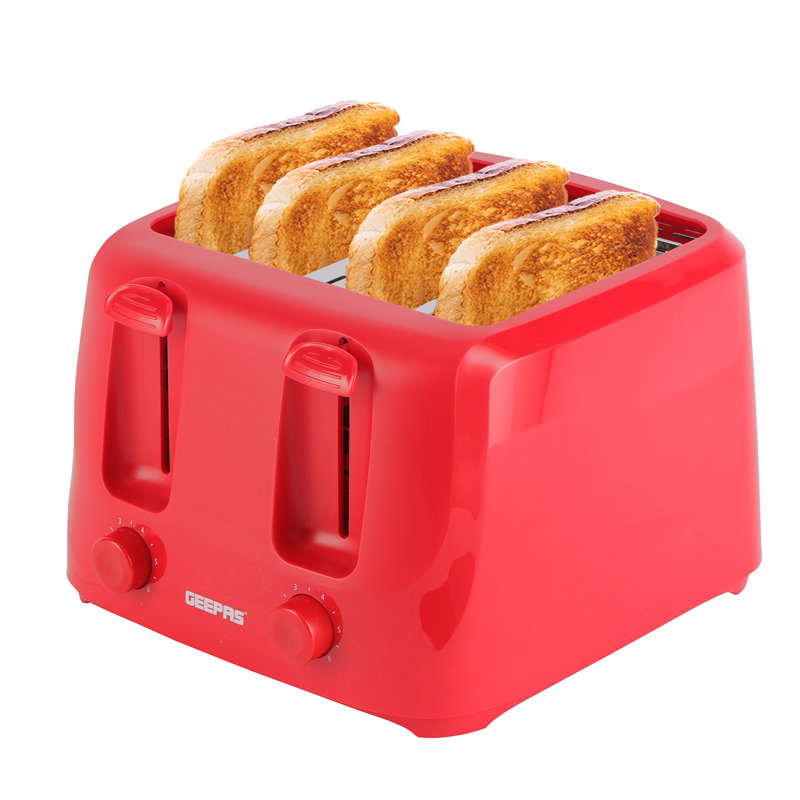 GEEPAS 4 Slice Toaster 6 Browning Levels with 2 Controls, Cancel Function 2 Removable Crumb Trays 1400W