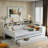 Multifunctional Wooden Daybed With Storage Shelves, Study Desk And Trundle-1271347267-1271347266