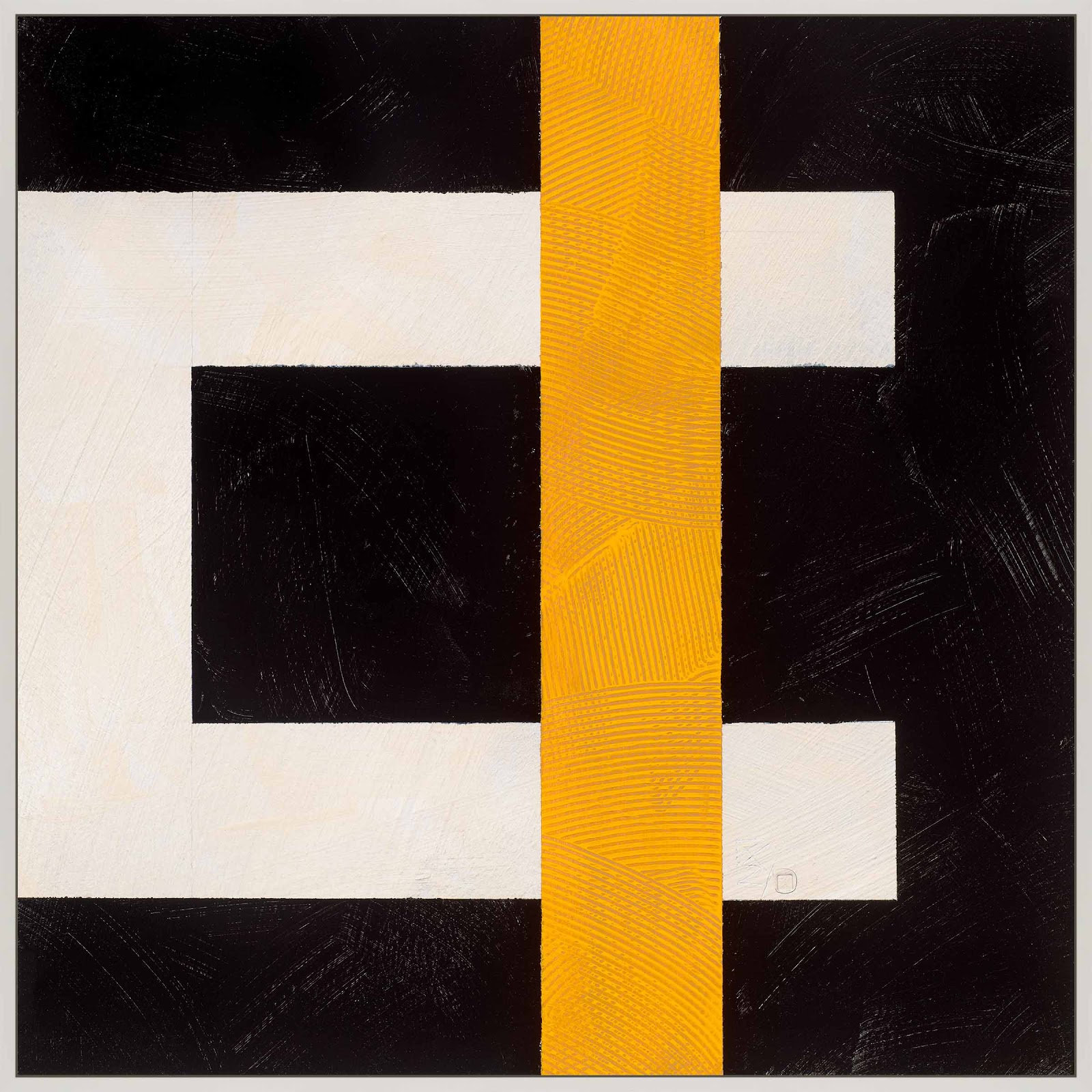 Composition with Yellow 3 Print, 36" H x 36" W x 1.38" D, White Framed Canvas