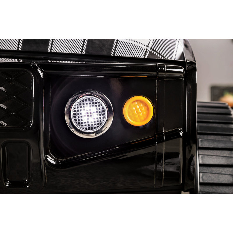 Lit simple au design tout-terrain moderne, finition ultrabrillante, lumières DEL sur les phares, ensemble de lattes, supports en métal, bords peints en noir,