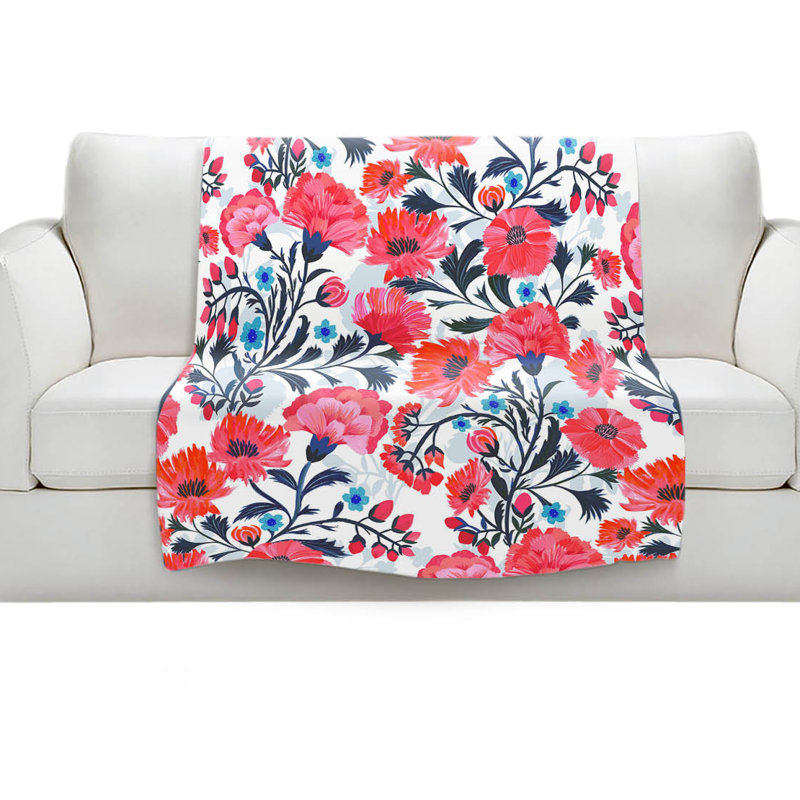Couverture sherpa doux à motif floral chine, l 68 po x L 80 po
