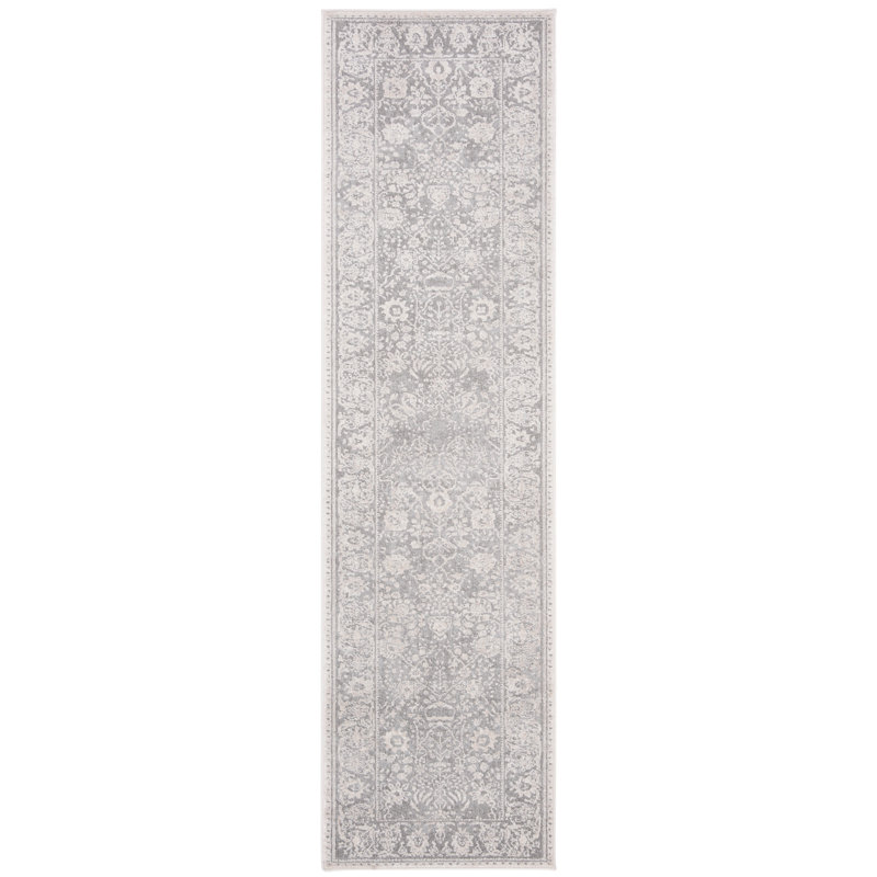 Calidia Power Loom Light Gray/Cream Rug, Runner 2'3" x 14'