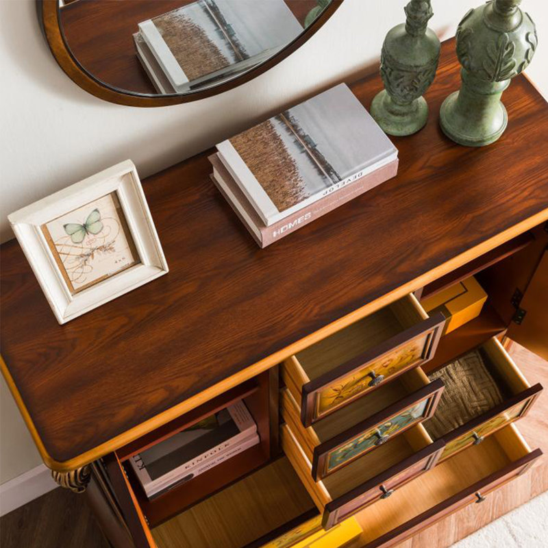 Buffet décoratif vintage en bois massif peint à la main
