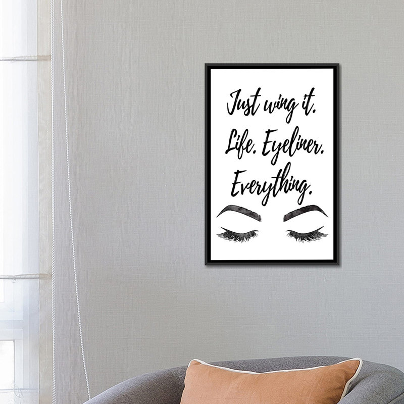 « juste à l’aile it » sur toile, H 26 po x l 18 po x P 1,5 po, Toile avec cadre noir, Pas de tapis