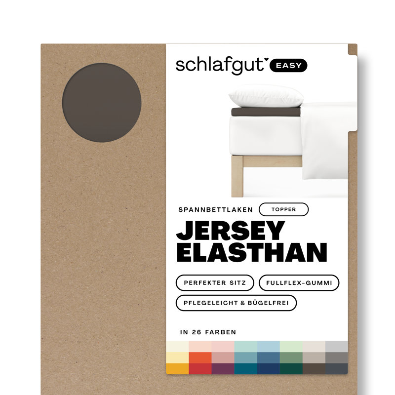 Jersey Elastane Fitted Sheet EASY for Toppers, 100% Cotton, M 120 x 220cm - 130 x 220cm, Sand Deep