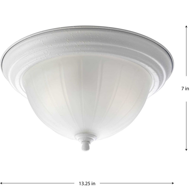 Bodnar Glass Flush Mount, White, 7" H x 13.25" W, Medium Base