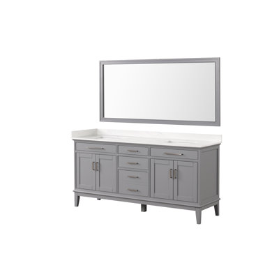 72" Double Sink Bathroom Vanity,With Mirror
