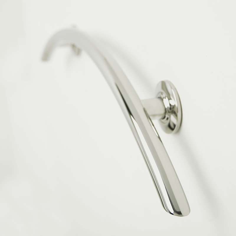Lifestyle & Wellness Crescent Curved Wall Mount Bathroom Shower 30" Grab Bar, Polished Stainless