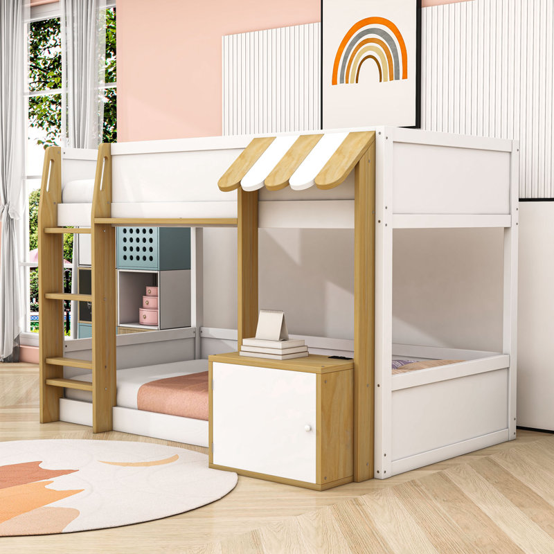 Lit superposé simple en bois avec lits USB et garde-corps
