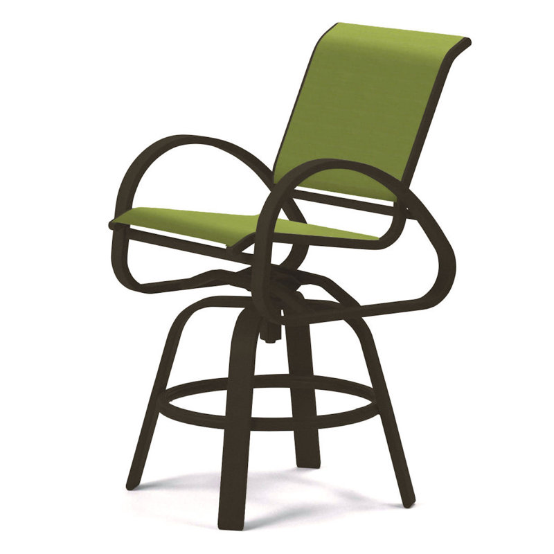 Tabouret de bar Holna, Lime 38D Sunbrella®, Bois de plage texturé