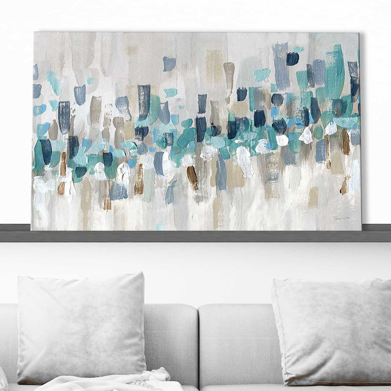 Staccato Blue II par - Peinture, Toile tendue, H 24 po x l 40 po x P 1,5 po
