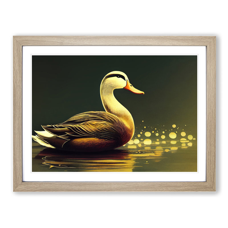 Luminous Duck - Single Picture Frame Print, 25cm H x 34cm W, Grey