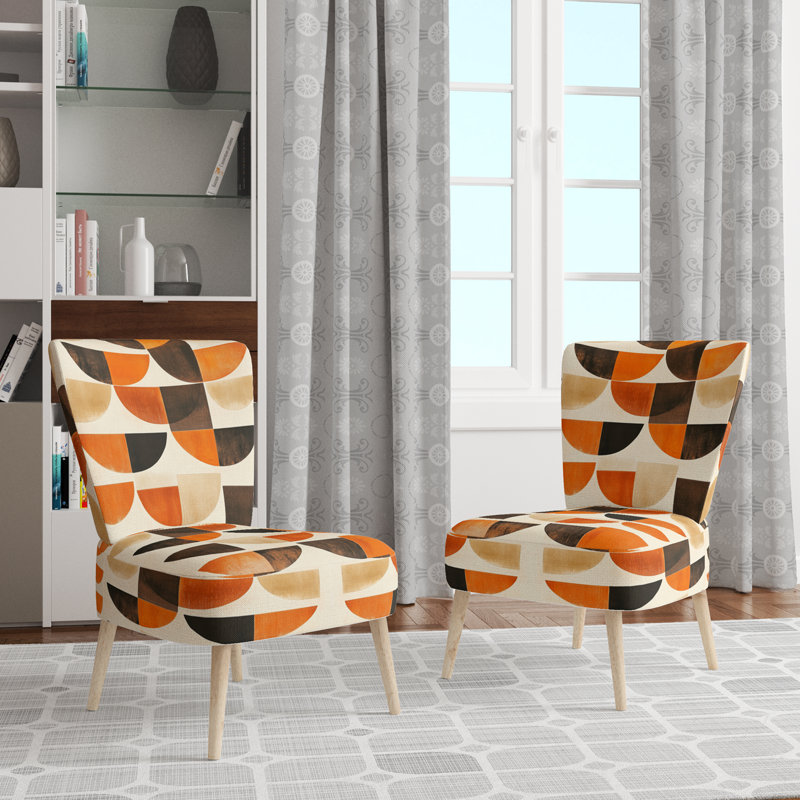 Chaise d'appoint abstraite Mid-Century rembourrée - Chaise d'appoint Crescent, Chaise d'appoint sans accoudoirs