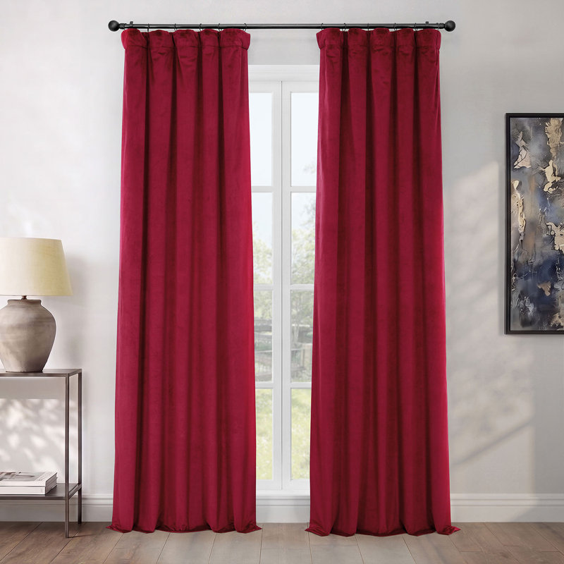 Rideaux en velours moelleux Matra pour chambre à coucher ‑ rideaux obscurcissants pour les fenêtres de salon, panneau simple