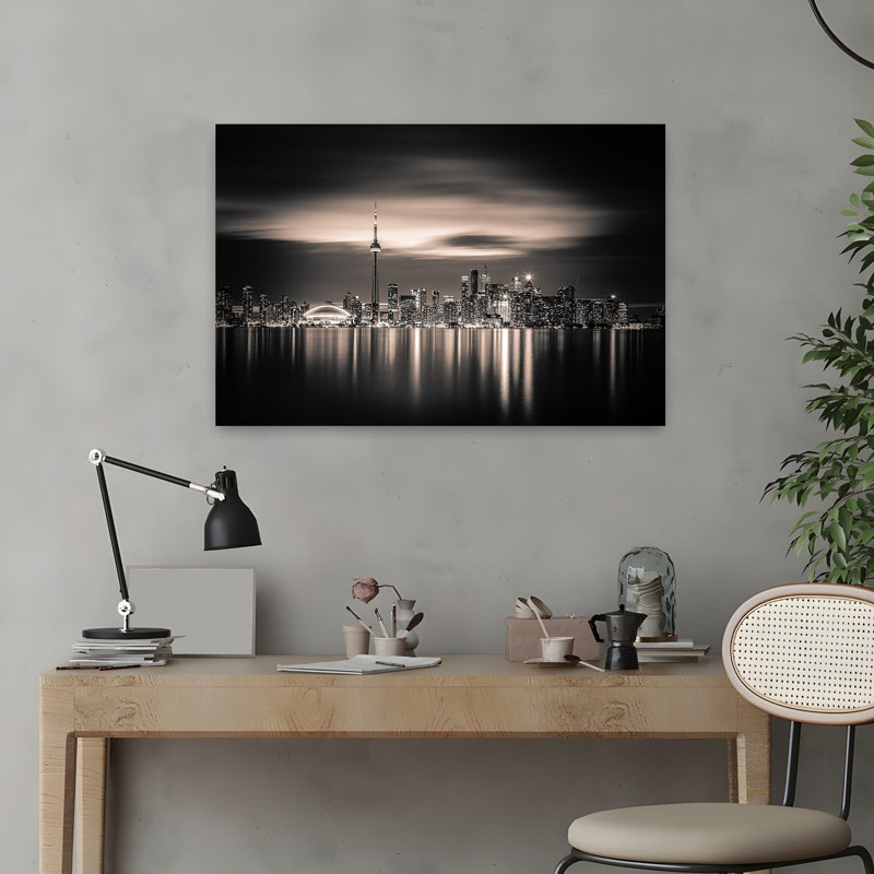 Art contemporain, architecture abstraite moderne, art urbain, H 16 po x l 24 po
