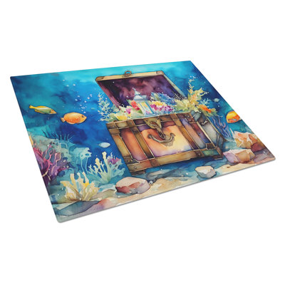 Treasure Chest Glass Cutting Board Large