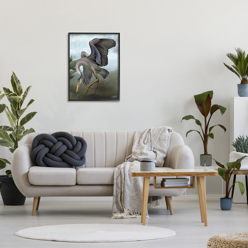 «Stupell Industries Dancing Crane», art giclée par Elizabeth Medley, Giclée encadrée noir minuit