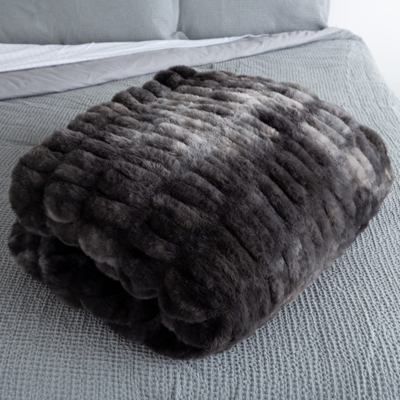 Oversized Ruched Faux Fur Blanket - Thumbnail 3