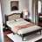 Bohemian Wooden Platform Bed With Natural Rattan Headboard And Arc Design-2129742765-2129742766