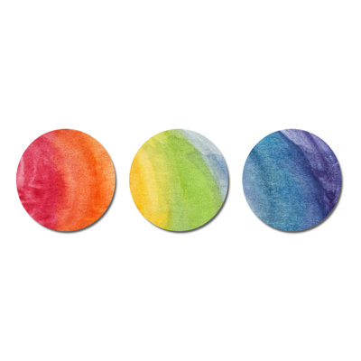 «Flowing Rainbow Colors» - Ensemble de 3 décorations murales abstraites en métal