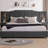 Cocoon Queen Size Upholstered Bed Frame with Velvet Headboard, Vertical Stripe & Button Design, Integrated Bedside Table & Adjustable Lamps, Modern Platform Bed - No Box Spring Needed-2004288350-2003282944