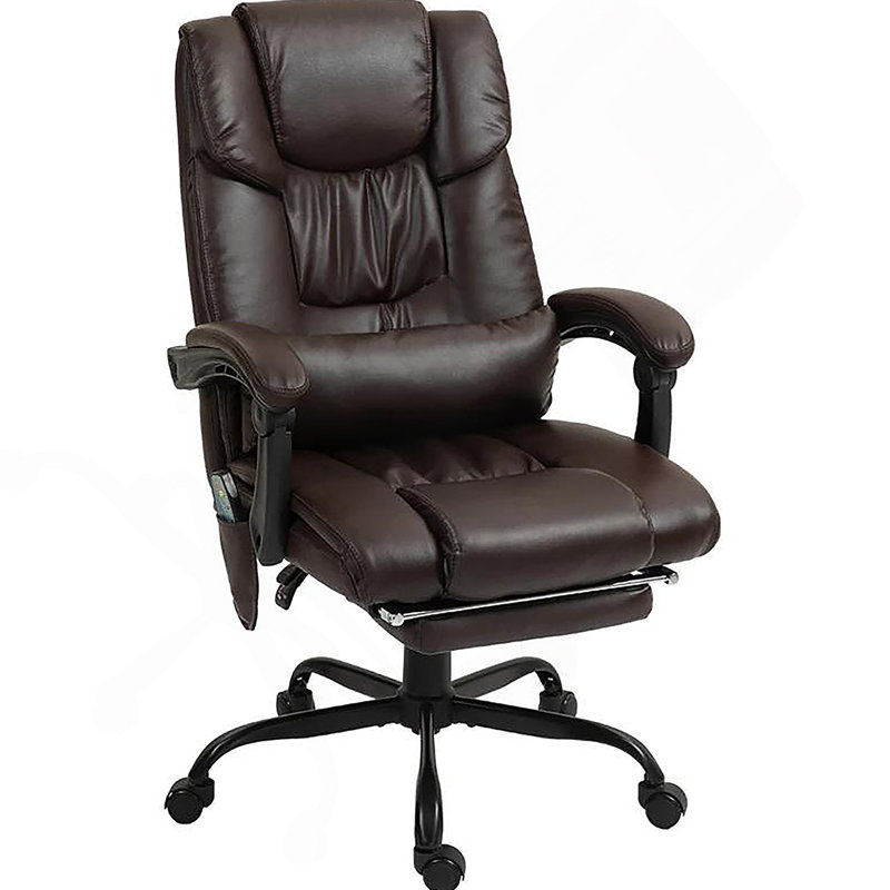 High Back Reclining Office Chair,Massage Office Chair with 6 Vibrating Points with Footrest and Remote, Brown