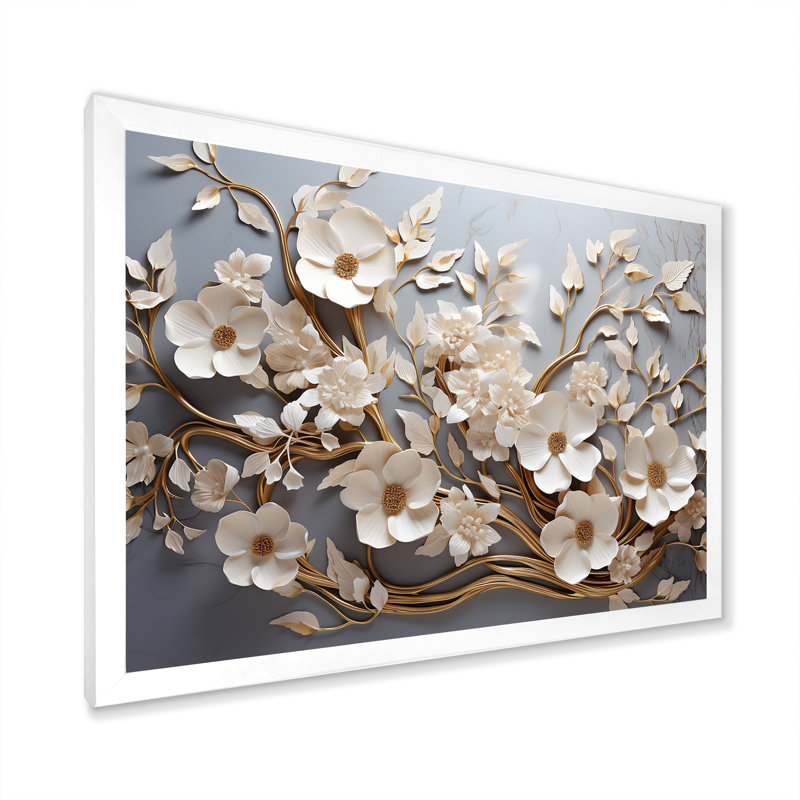 «White Orchid Tree Garden of Branches 7», reproduction d'art sur toile florale abstraite - reproduction d'orchidée sur toile