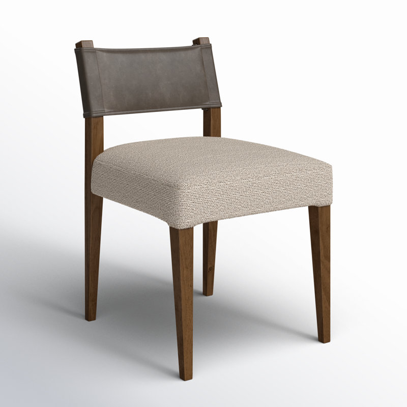 Side Chair in Charcoal, Polyester/Leather Nubuck Charcoal, Brown