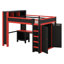 Lit mezzanine avec bureau, ports USB et garde-robe, lit mezzanine en bois avec tête de lit et tringle