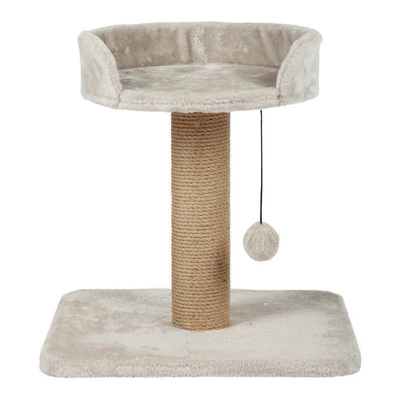 Mica 18-Inch Light Gray Sisal Cat Scratching Post with Plush Platform