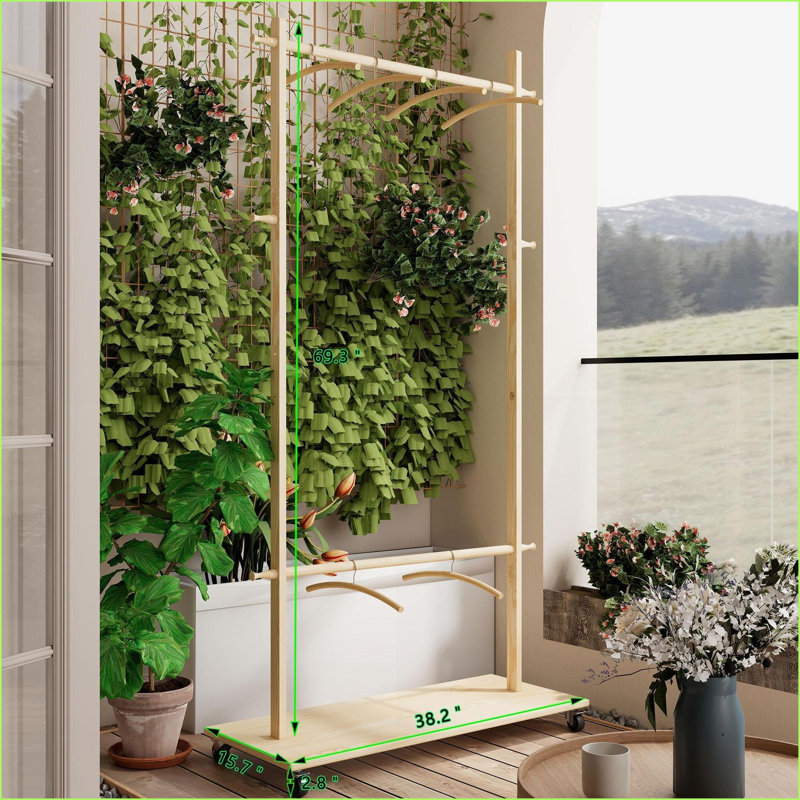 Portemanteau en bois massif avec 6 cintres, peu encombrant, tablette réglable et amp; Roues | Vieux pin | Bois