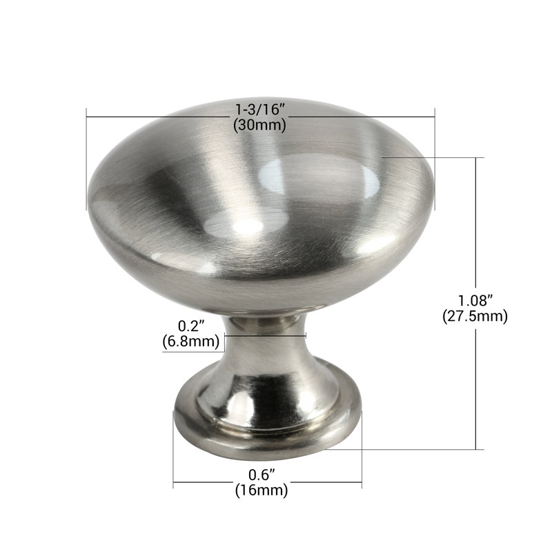 Brushed Nickel Round Cabinet Knob with Mounting Hardware