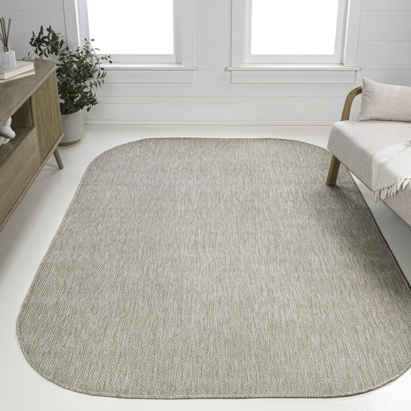 Tapis intérieur / extérieur beige Longe, Nouveauté 5 pi 3 po x 7 pi 7 po