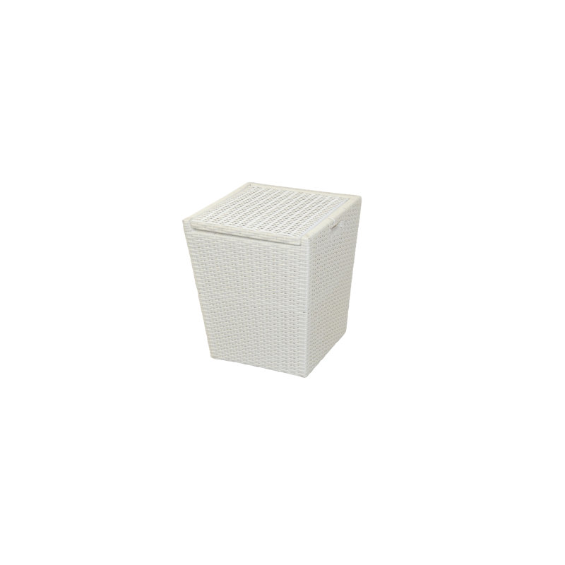 Plastic Laundry Basket with Handles, White