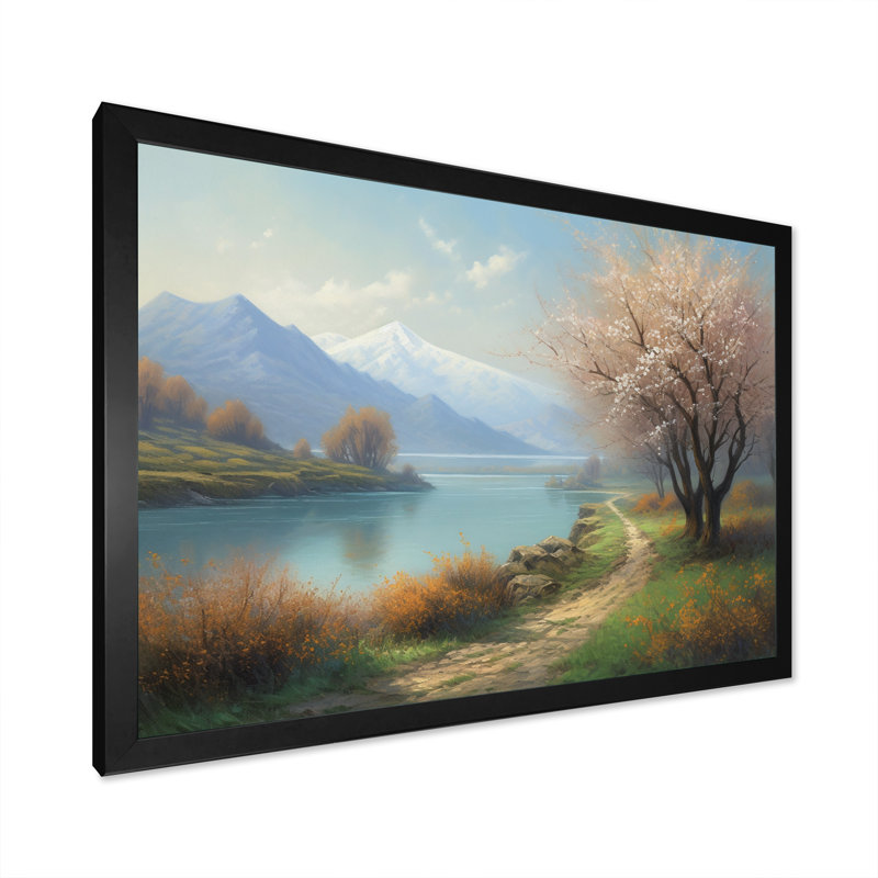 «Ryana Cherry Blossom Trees» par The Water IV sur toile, Cadre photo noir, H 16 po x l 32 po x P 1 po