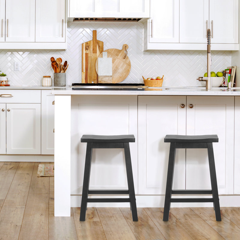 Solid Wood Counter Stool, Counter Stool (24” Seat Height), Black