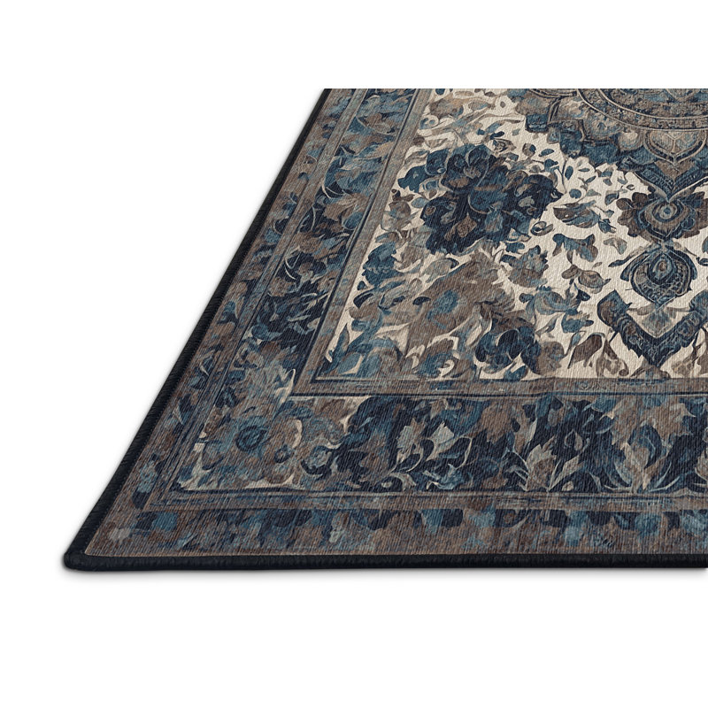 Tapis noir lavable à la machine, Rectangle 4 pi x 6 pi