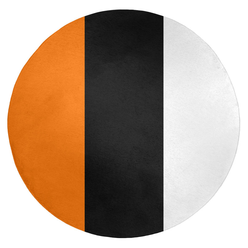 Tapis orange/noir, Rond 5 pi