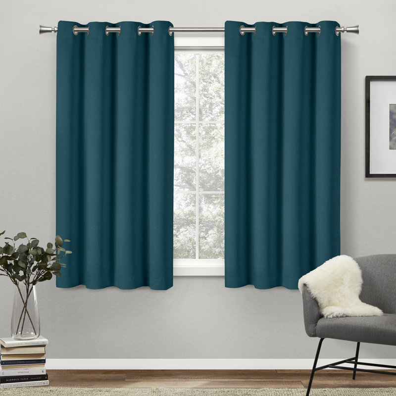 Mcmanus Room Darkening Thermal Grommet Curtain Panels, 52" W x 63" L, Saphirre Teal
