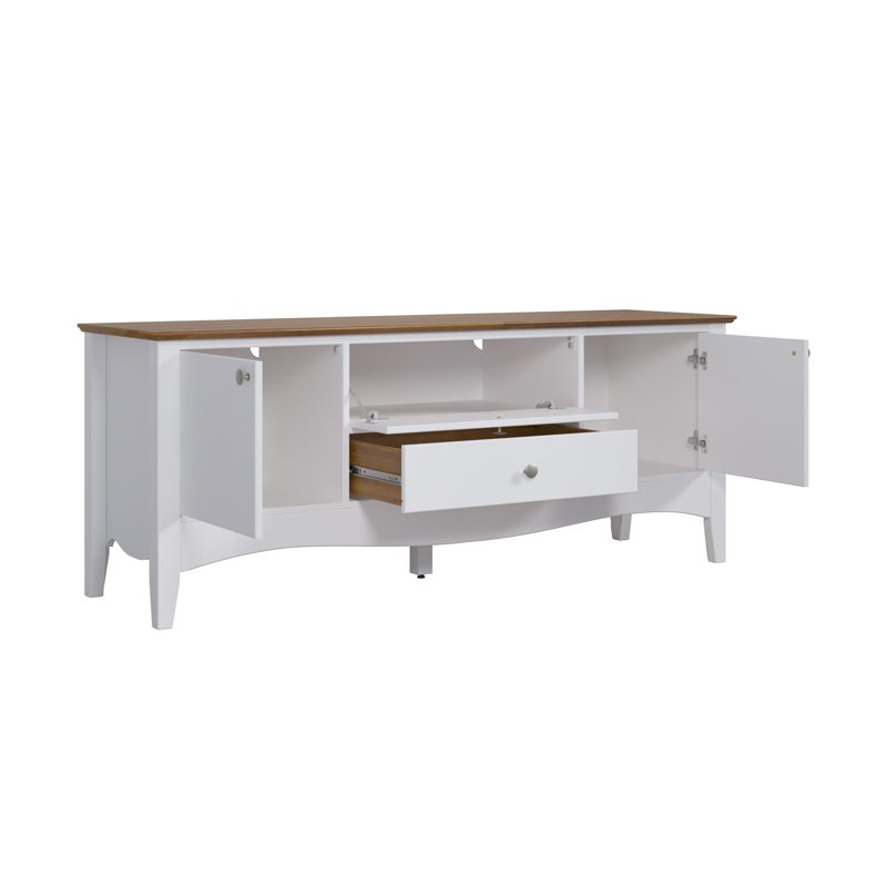 Delrick TV Stand, White/Brown
