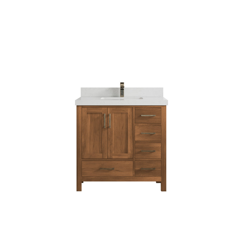 Ensemble de meuble-lavabo simple 36 po Malibu, Quartz de Carrare