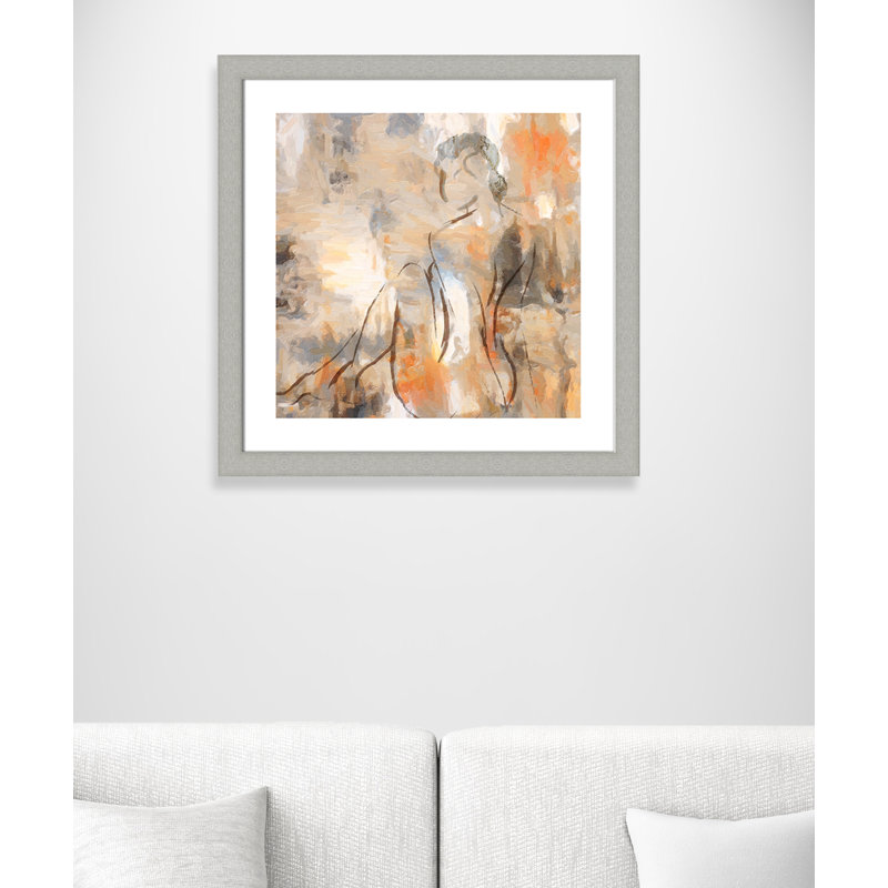«Amber Beauty», reproduction de peinture acrylique encadrée, Argent brossé