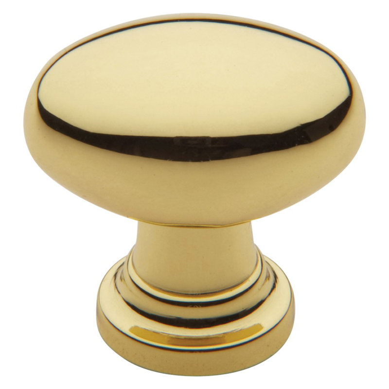 Polished Brass Oval Cabinet Knob with Mounting Hardware